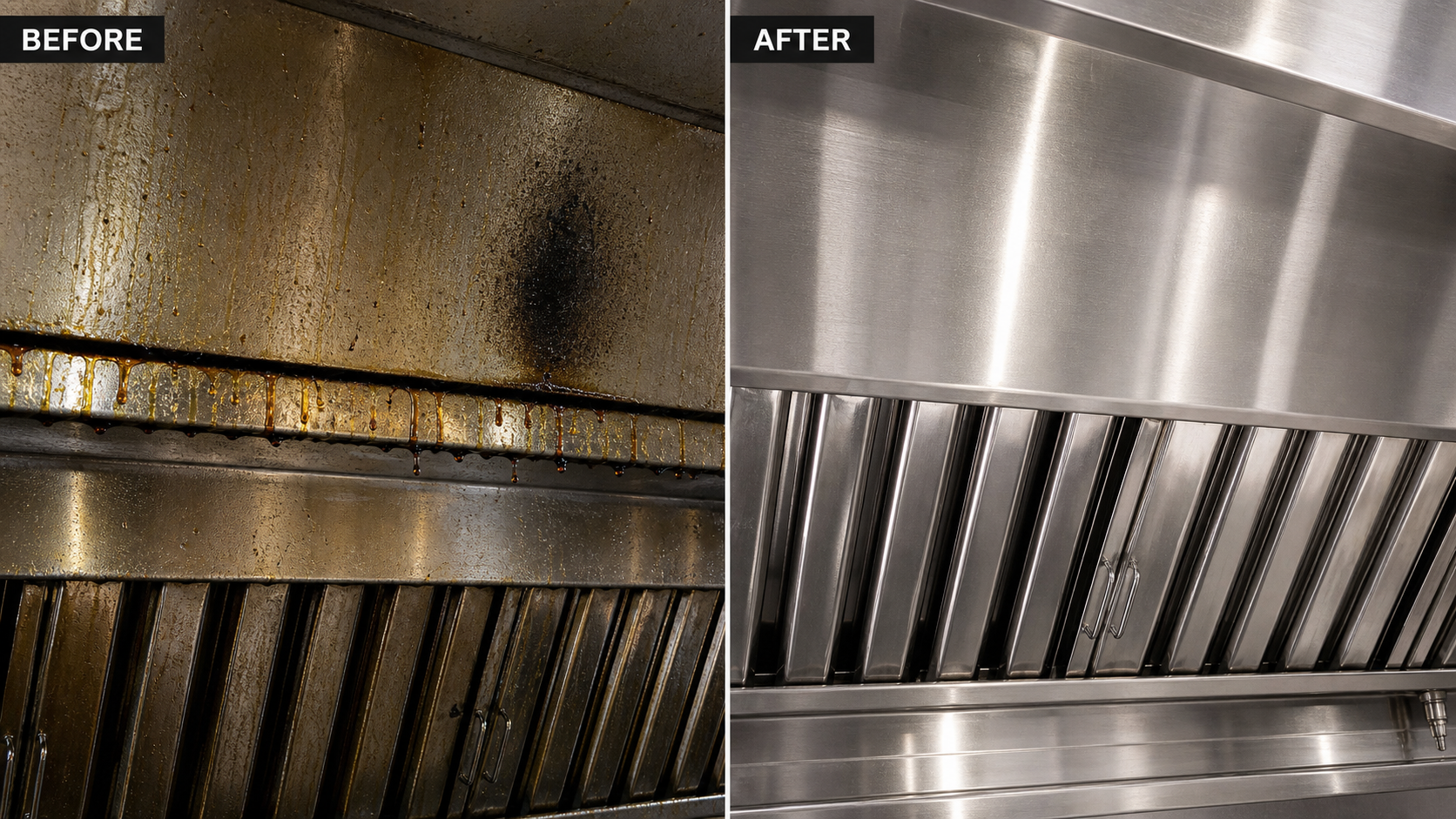 Kitchen exhaust cleaning before and after proof